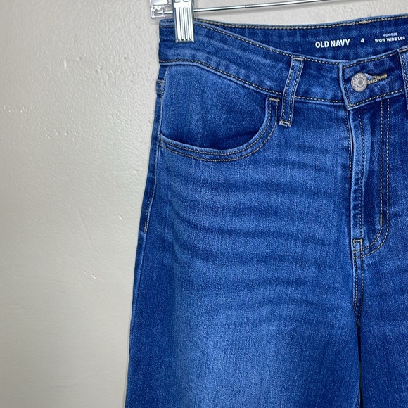 OLD NAVY Blue Jeans WOW WIDE LEG High Rise Stretchy Denim 4 - Picture 7 of 11
